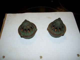 Pair Antique Vantines Cast Iron Incense Burner 475