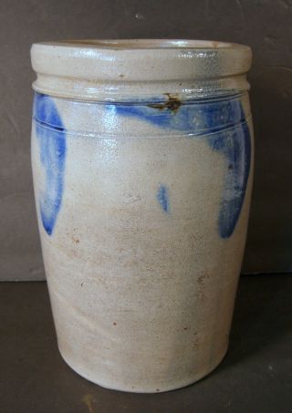 Blue Decorated Stoneware Crock 19th C.