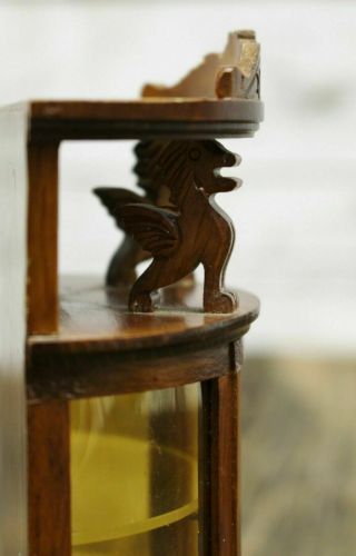 Vintage Miniature Dollhouse Furniture China Cabinet Wood Curio Display Dragons 8