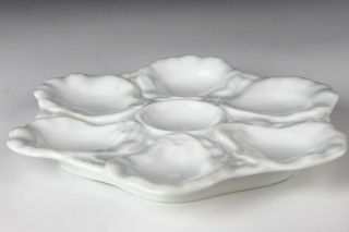 Antique Limoges France White Porcelain Scalloped Oyster Plate Seafood Plate YRS 3