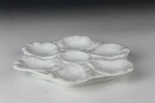 Antique Limoges France White Porcelain Scalloped Oyster Plate Seafood Plate YRS 4