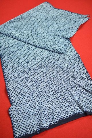 Ah16/50 Vintage Japanese Fabric Cotton Antique Boro Indigo Blue Shibori 41.  7 "