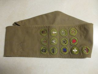 Vintage Boy Scout Sash.  13 Merit Badges.