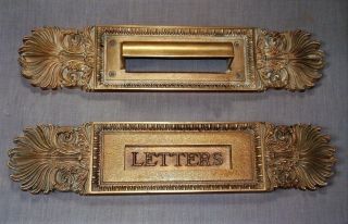 Antique Ornate Cast Bronze Mail Letter Slot Early 1900s From Old Hotel