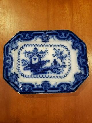 Antique T J & J Mayer Staffordshire Flow Blue Oregon Pattern Plate C.  1845