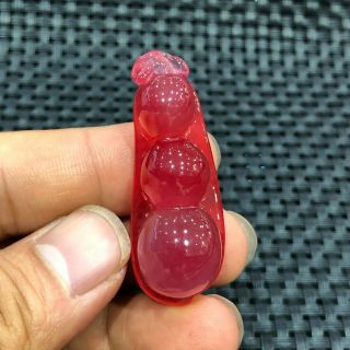 Collectible Chinese Red Jadeite Jade Handwork Four Seasons Peace Beans Pendant