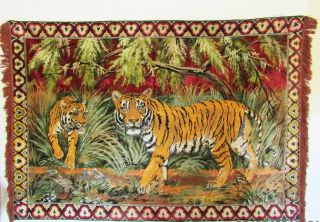 Vintage Velvet Bengal Tigers Large Wall Tapestry 70 " X 48 "