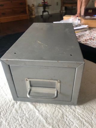 Vintage Industrial Single Drawer Metal File Index Card Stackable Box