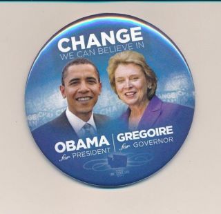 2008 Gregorie For Governor 3 " Cello Washington Wa Campaign Button - Obama Pres