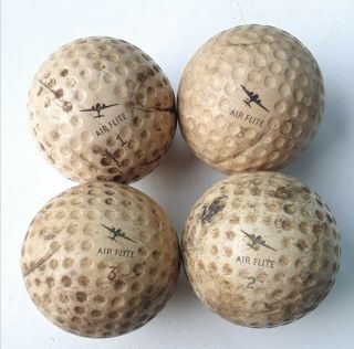 4 Antique Golf Balls " Air - Flight " Hickory Era 1900s