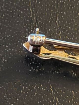 Antique Deco 10k White Gold Filigree Bar Pin Brooch 2 3/8 