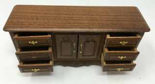 Vintage Dollhouse Miniature Wood Dining Room Buffet Cabinet Furniture 3
