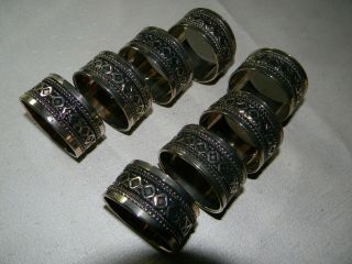 Silver Napkin Rings Holders Classic Antique Look Set Of 8