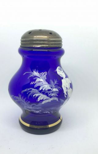 MARY GREGORY COBALT BLUE SUGAR SHAKER / MUFFINEER BOY IN NATURE 2