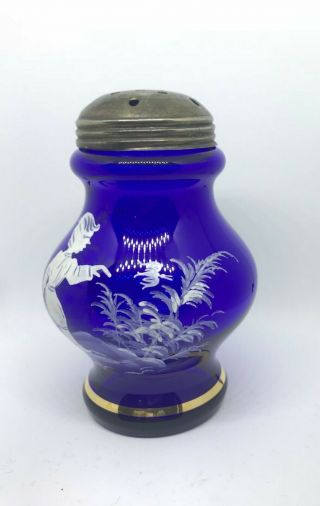 MARY GREGORY COBALT BLUE SUGAR SHAKER / MUFFINEER BOY IN NATURE 3