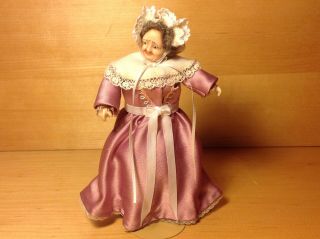 Vintage Miniature Dollhouse Grandma Grandmother 1:12 Satin Pink