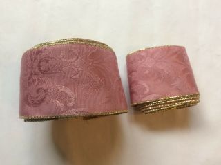Vintage Pink And Gold Floral Wire Ribbon Trim Border