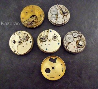 5x Antique Part Fob Pocket Watch Movements Spares Repair Steampunk Helvetia &c