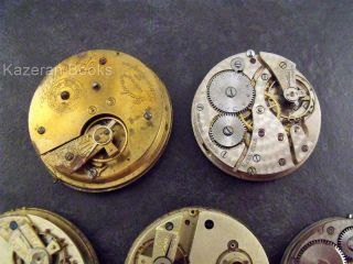 5x Antique Part Fob Pocket Watch Movements Spares Repair Steampunk Helvetia &c 3
