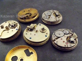 5x Antique Part Fob Pocket Watch Movements Spares Repair Steampunk Helvetia &c 5