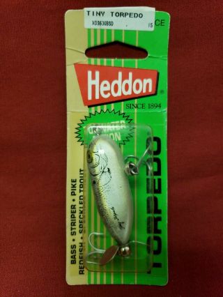 Vintage Heddon Tiny Torpedo Fishing Lure 1990 Silver/yellow Eyes Usa