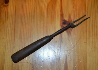 Antique Primitive Fork - Civil War Era - Wooden Handle & Forged Metal