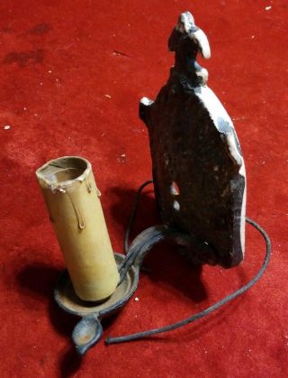 Vintage Levolite Cast Iron Electric Candlestick Wall Sconce Lamp Light Steampunk