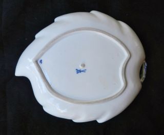 Antique c1890 Meissen Blue Onion Leaf - Shaped Porcelain Dish Tray Bowl Germany 2