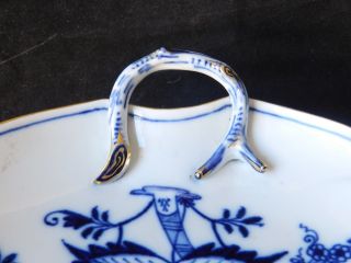 Antique c1890 Meissen Blue Onion Leaf - Shaped Porcelain Dish Tray Bowl Germany 4