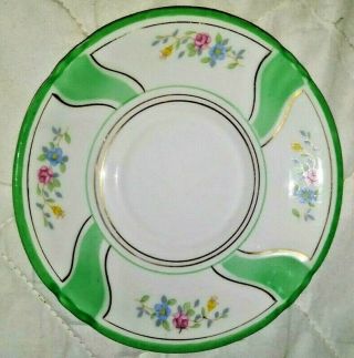 Vintage Bavaria Germany US Zone Porcelain Tea Cup Saucer Green Floral 2