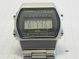Vintage Pulsar Digital Watch Y759 - 5009 (a2) Alarm Chrono.  - Back - Lit.  - Batt.