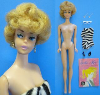 Vintage 1961 1st Issue White Ginger Bubble Cut Barbie Japan Doll - Vgc