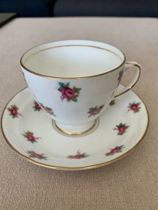 Vintage Sampson Smith Old Royal Rose Tea Cup And Saucer Set With Gold Trim