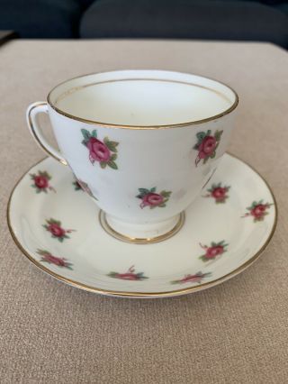 Vintage Sampson Smith Old Royal Rose tea cup and saucer set with gold trim 2