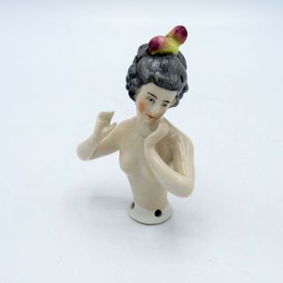 Antique Arms Away Sewing Half Doll Porcelain Nude Pin Cushion,  Nr
