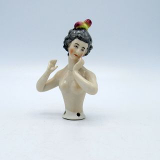 Antique Arms Away Sewing Half Doll Porcelain Nude Pin Cushion,  NR 2