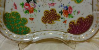 Antique French Porcelain Vanity Serving Tray Raised Gold Accented Trim 5