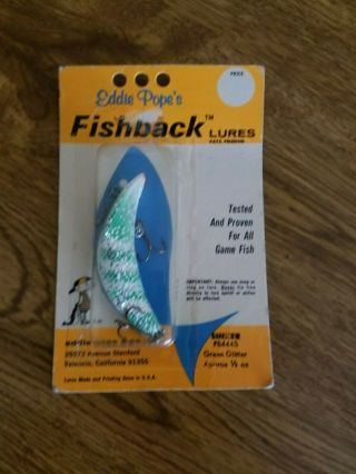 Eddie Pope Fishback Lure Old Stock Fishing Lure U.  S.  A.  Green Glitter Fb444s