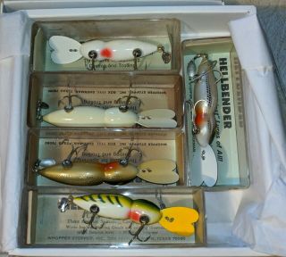 5 Vintage Hellbender White Fishing Lures With Papers Look
