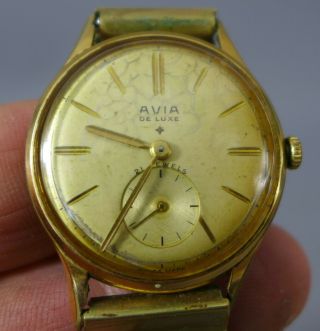Vintage Swiss Made Avia De Luxe Mechanical Gents Wrist Watch