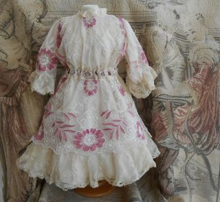 Gorgeous Antique Dress For 24 - 26 " French Bebe Bru,  Jumeau Etc.