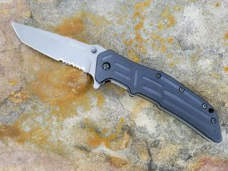 Kershaw Speedsafe Tactical Pocket Knife - 1985st Rji Combo Edge Tanto Black G - 10