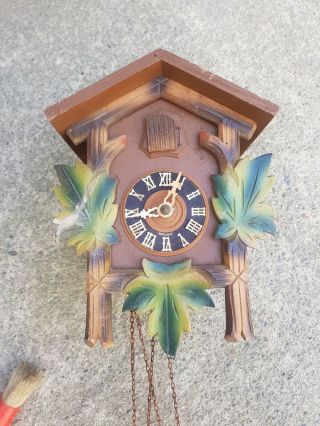Vintage Old Wooden Cuckoo Clock For Restoration Sármány Made In Germany