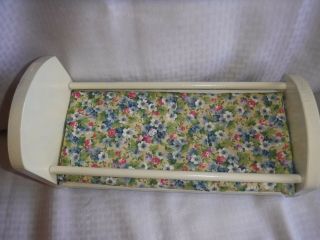 Vintage Handcrafted Wooden Doll Bed Cradle 16 " X7.  5 " X9 " Tall