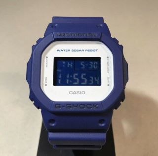 Custom Casio G - Shock Dw - 5600e And Dw - 5600m - 2 Blue White Lcd Sports Digital Watch