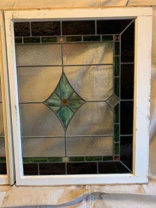 OLD ENGLISH STAINED GLASS WINDOWS 24 “ X 32” With Frame And Window Pane 2