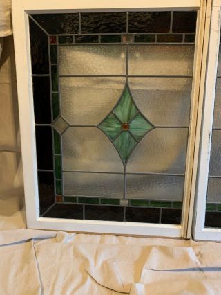 OLD ENGLISH STAINED GLASS WINDOWS 24 “ X 32” With Frame And Window Pane 3
