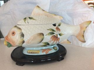 Italian Ceramic Fish Soup Tureen With Ladle Signed