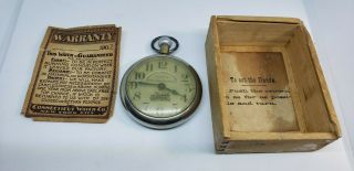 Antique Amida Railway Regulator Pocket Watch / W Wooden Box & Papers