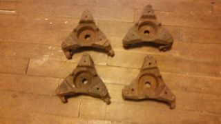 4 Antique Cast Iron Stove Casters,  Furniture,  Piano,  Dolly,  Barn Art
